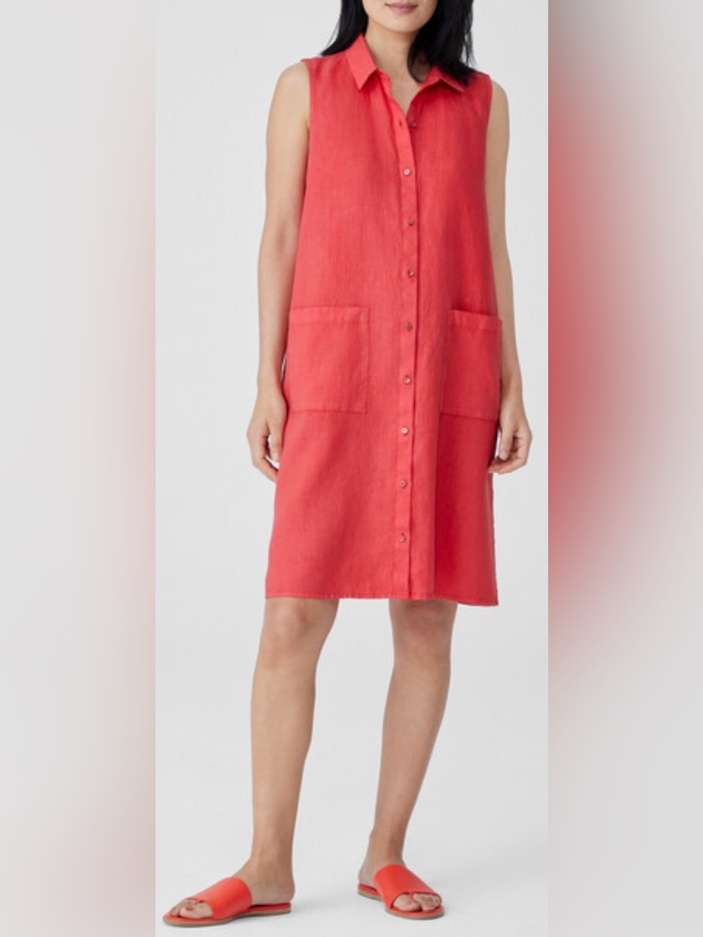 Eileen Fisher Organic Linen Classic Collar Dress